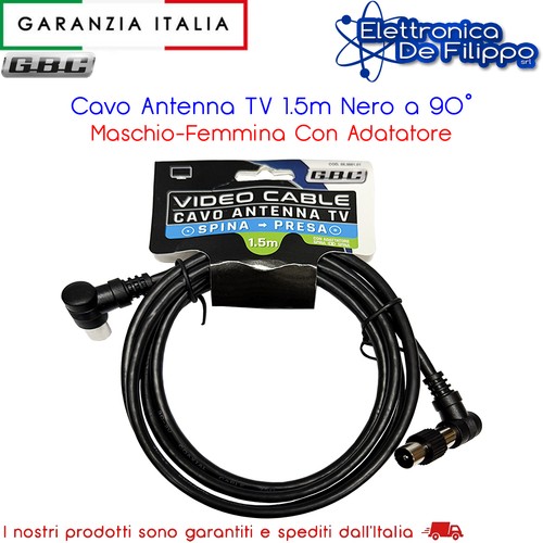 Cavo antenna nero - tv, 1.5m
